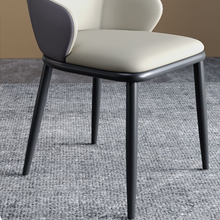 Modern Dining Room Chairs Matte Finish Leather Curved Parsons Arm Chair Clearhalo ' kitchen&dining_furn' 'Dining Chairs' 'Dining Tables & Seating' 'dining_chair' 'furn' 'furn_dining_chair' 'Furniture' 'furniture_dining_chair' 'Kitchen & Dining Furniture' 'kitchen' 1200x1200_143739ed-6d2a-48ad-b52d-8726de5f2741