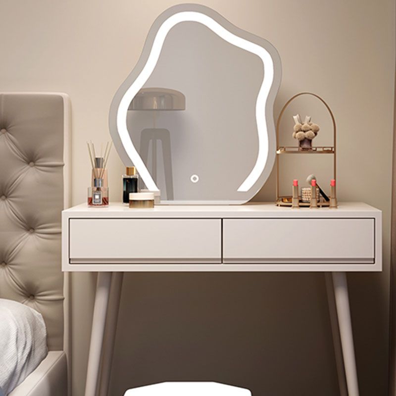 Tavolo da letto moderno a specchio illuminato tavolo da letto con set di feci