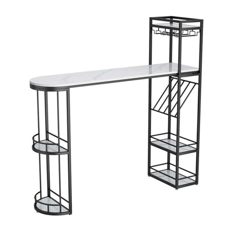 Tavolo da pub a forma irregolare in pietra sinterizzato tavolo da bistrot di bistrot lussuoso con doppio piedistallo