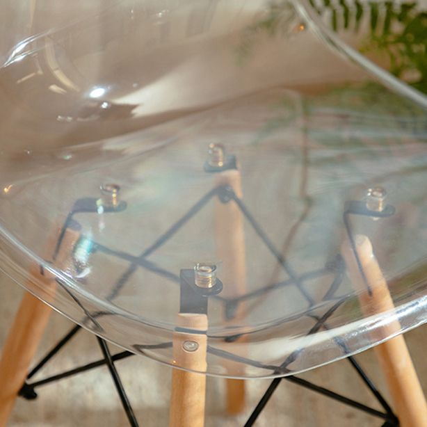 Scandinavian Plastic Dining Room Side Chair Solid Back Chair with Wood Legs Clearhalo 'Dining Chairs' 'Dining Tables & Seating' 'dining_chair' 'Furniture' 'furniture_dining_chair' 'Kitchen & Dining Furniture' 1200x1200_143984b5-cf52-4ae2-a095-a56f63aa117f