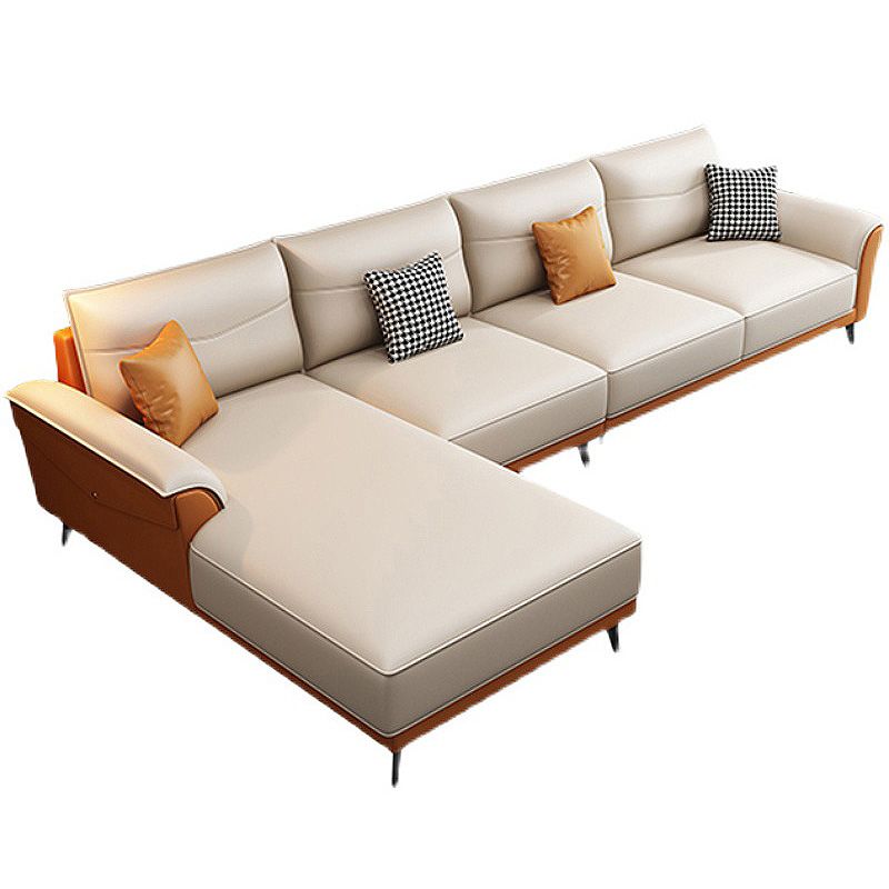 Modern Pillow Top Arm Sectional 35.43"High Cushion Back Sofa and Chaise Clearhalo 'furn' 'furn_sectionals' 'Furniture' 'furniture_sectionals' 'Living Room Furniture' 'Sectionals' 1200x1200_143b2867-1285-44c9-940d-0b5a4b524552