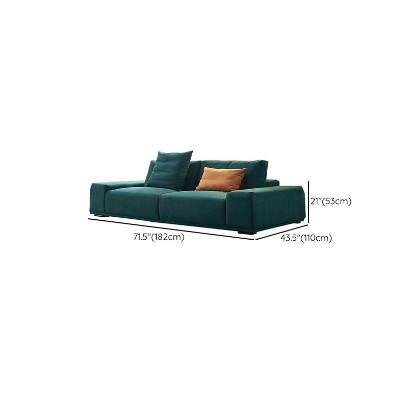 Modern Style Suede Sofa Standard Square Arm Sofa with Pillows