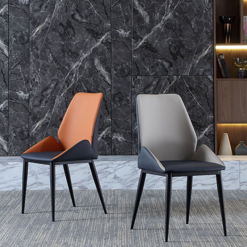 Industrial Metal Dining Room Chair Faux Leather Dining Arm Chair for Restaurant Use Clearhalo ' kitchen&dining_furn' 'Dining Chairs' 'Dining Tables & Seating' 'dining_chair' 'furn' 'furn_dining_chair' 'Furniture' 'furniture_dining_chair' 'Kitchen & Dining Furniture' 'kitchen' 1200x1200_143f672b-f536-4cb0-a170-bca11d73767d