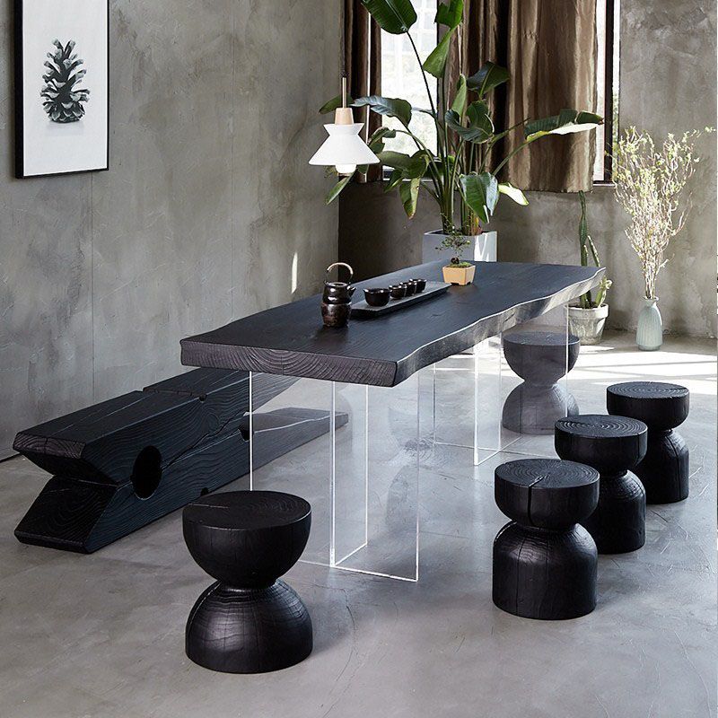 Pine Solid Wood Dining Table Acrylic Base Table for Dining Room Clearhalo 'Dining Tables & Seating' 'Dining Tables' 'dining_table' 'furn' 'furn_dining_table' 'Furniture' 'Kitchen & Dining Furniture' 1200x1200_1440a1cd-5605-434d-beda-c12bc209df4e
