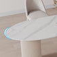 Mesa de comedor de piedra sinterizada de forma libre mesa blanca de lujo con pedestal doble