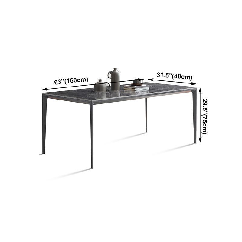 Simple Style Sintered Stone Table 4 Legs Aluminum Base Rectangle Table for Home Clearhalo ' dining_table' 'Dining Tables & Seating' 'Dining Tables' 'Furniture' 'furniture_dining_table' 'Kitchen & Dining Furniture' 'kitchen&dining_furn' 'kitchen' 'kitchen_dining_table' 1200x1200_14427209-02d3-442d-bd92-b2ef260005f5