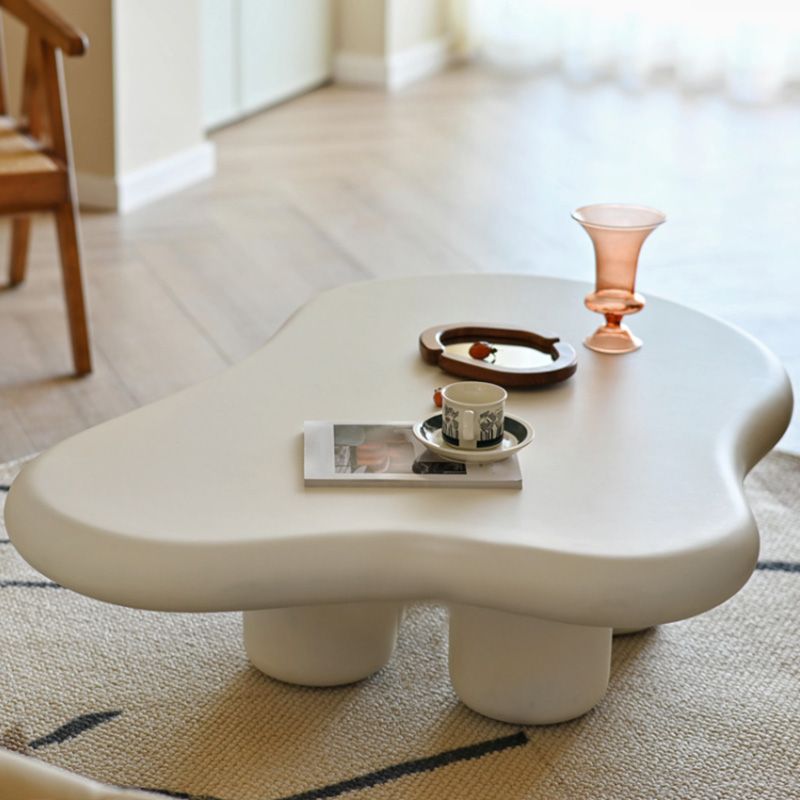 Irregular Solid Wood Coffee Table Cloud-Shaped 4 Legs Cocktail Table