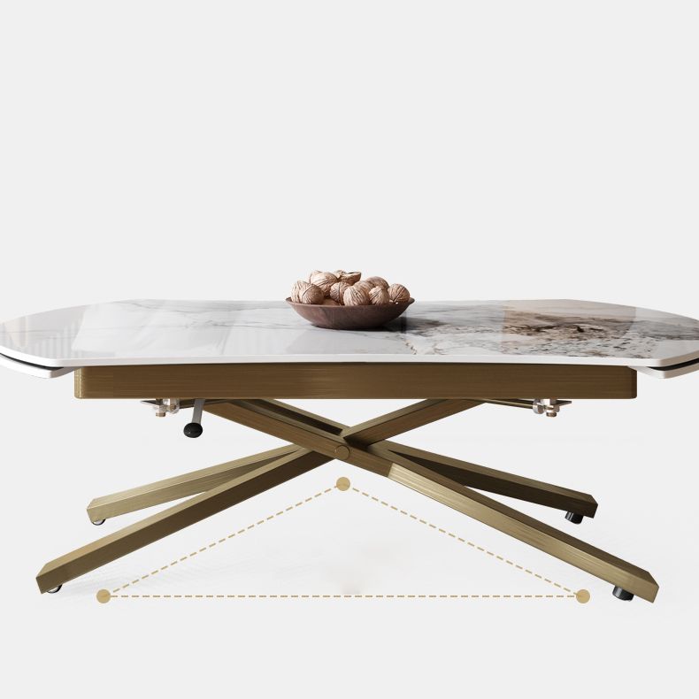 Glam 4 Legs Cocktail Table Single Stone Coffee Cocktail Table Clearhalo 'Coffee & Accent Tables' 'Coffee Tables' 'coffee_tables' 'furn' 'furn_coffee_tables' 'Furniture' 'Living Room Furniture' 1200x1200_14428ea9-0e45-46bf-920a-72dbb29bbf02