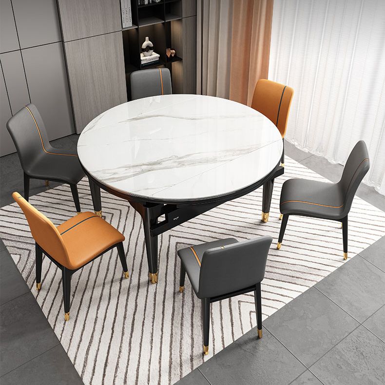 Sintered Stone Extendable Round Table for Restaurant Modern Dining Table with 4 Legs Clearhalo ' dining_table' 'Dining Tables & Seating' 'Dining Tables' 'furn' 'furn_dining_table' 'Furniture' 'furniture_dining_table' 'Kitchen & Dining Furniture' 'kitchen&dining_furn' 'kitchen' 'kitchen_dining_table' 1200x1200_1443fb0c-1545-4132-a790-121c455e5bd5