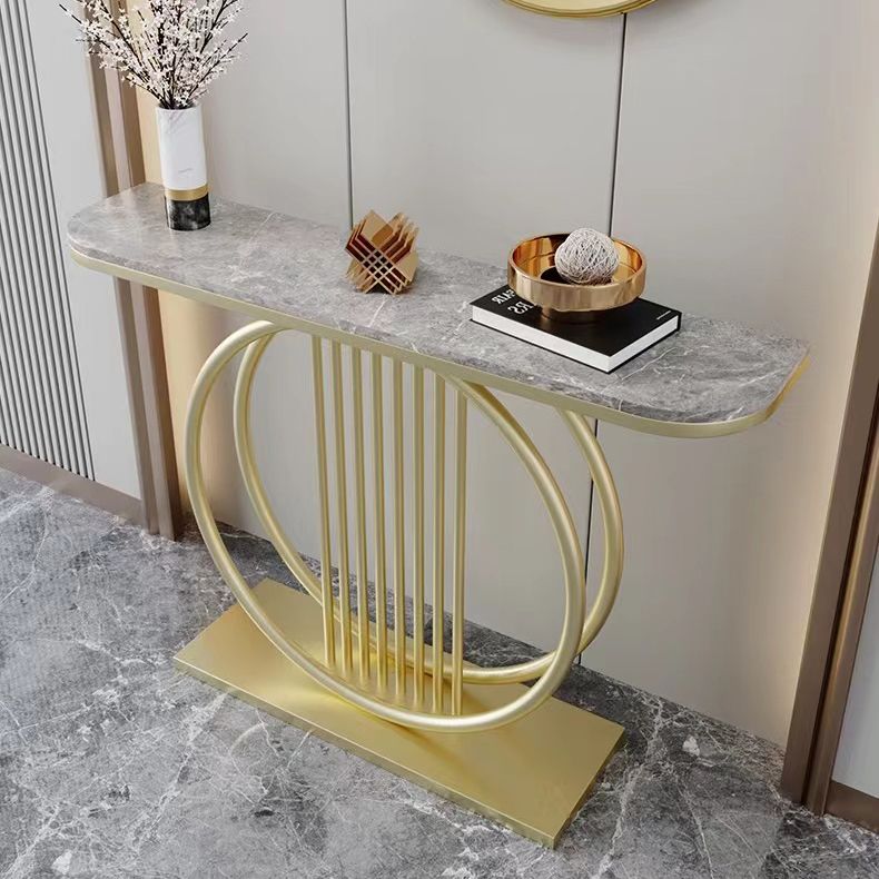 Tavolino console di accento console a metà luna tavolo di divano console in pietra