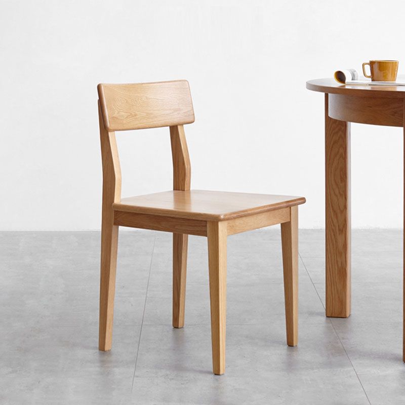 Eiken vaste houten eetkamerstoel eigentijdse keukenarmloze stoel