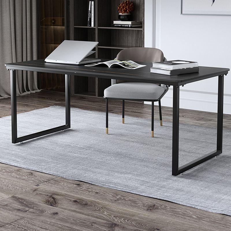 Stone Modern Rectangular Writing Desk Home Office Bureau avec des jambes en métal