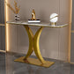 12 Inch Wide Glam Accent Table Half Moon Metal Console Table for Hall
