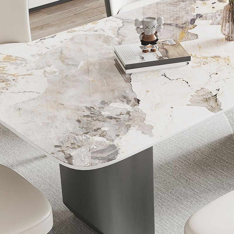 Contemporary Dining Set 1/5/7 Pcs Sintered Stone Dining Table with Upholstered Chairs Clearhalo 'Dining Room Sets' 'Dining Tables & Seating' 'dining_room_set' 'furn' 'furn_dining_room_set' 'Furniture' 'Kitchen & Dining Furniture' 1200x1200_144d07da-0d30-425c-b19c-a3d0ec1e5a63