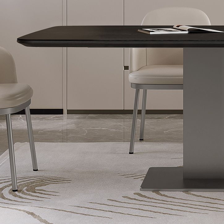 Black Stone Dining Table Set 1/4/5/7 Pcs Indoor Dinette Set with Leather Chairs Clearhalo 'Dining Room Sets' 'Dining Tables & Seating' 'dining_room_set' 'furn' 'furn_dining_room_set' 'Furniture' 'Kitchen & Dining Furniture' 1200x1200_144e3c82-e20c-4964-807f-9bfaee045af4