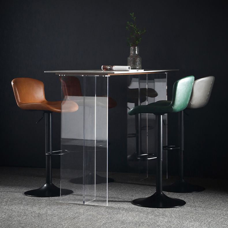 Modern Acrylic Bar Dining Table with Stone Top Rectangle Indoor Bistro Table Clearhalo 'Bar Furniture' 'Bar Tables' 'bar_tables' 'furn' 'furn_bar_tables' 'Furniture' 'furniture_bar_tables' 'Kitchen & Dining Furniture' 1200x1200_145019a0-c71d-43c3-812f-67b4ad0ddca6