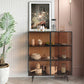 Steel Sideboard with 2 Glass Doors Modern Dining Server with Metal Legs