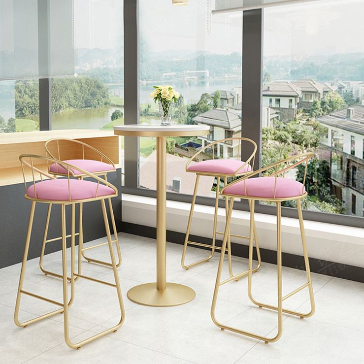 White Glam Style Ropund Table in Iron and Wood Table Milk Tea Shop Bar Table Clearhalo 'Bar Furniture' 'Bar Tables' 'bar_tables' 'furn' 'furn_bar_tables' 'Furniture' 'furniture_bar_tables' 'Kitchen & Dining Furniture' 1200x1200_14513ca4-8442-4265-ae4d-f0b336cd9c1f