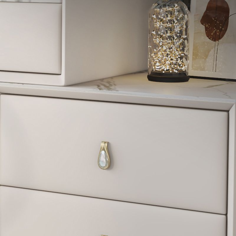 5 Storage Drawers Dressing Table Stool Set Glam Slate Top Makeup Counter