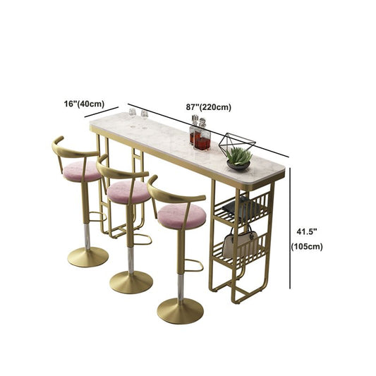 Tavolo da bar in marmo rettangolare tavolo da bistrot lussuoso con doppio piedistallo