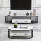 Glam Stone Meuble TV avec étagères ouvertes et console avec tiroirs