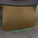 Glam Oval Slate Top Coffee Table Steel 2 Legs Cocktail Table Clearhalo 'Coffee & Accent Tables' 'Coffee Tables' 'coffee_tables' 'furn' 'furn_coffee_tables' 'Furniture' 'Living Room Furniture' 1200x1200_145433ae-8424-4ce8-91a5-85dd33f79377