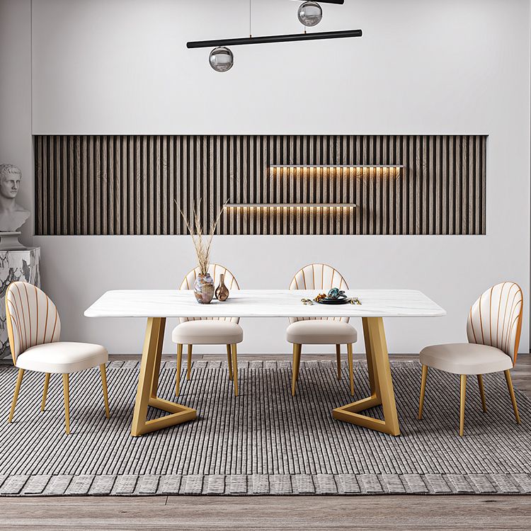 Iron and Slate Table Glam Style Simple Home Rectangular Dining Table Clearhalo 'Dining Tables & Seating' 'Dining Tables' 'dining_table' 'furn' 'furn_dining_table' 'Furniture' 'Kitchen & Dining Furniture' 1200x1200_1456f796-7ef9-4dec-8b72-459f1ee5ad4d