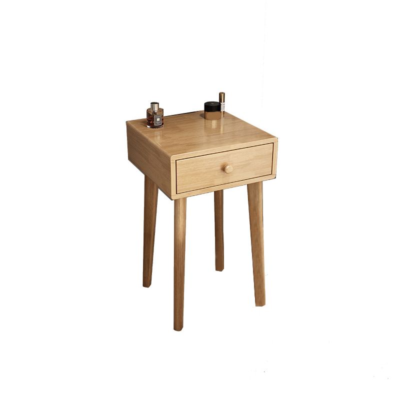 Scandinavian Solid Wood Vanity Dressing Table with Mirror and Stool