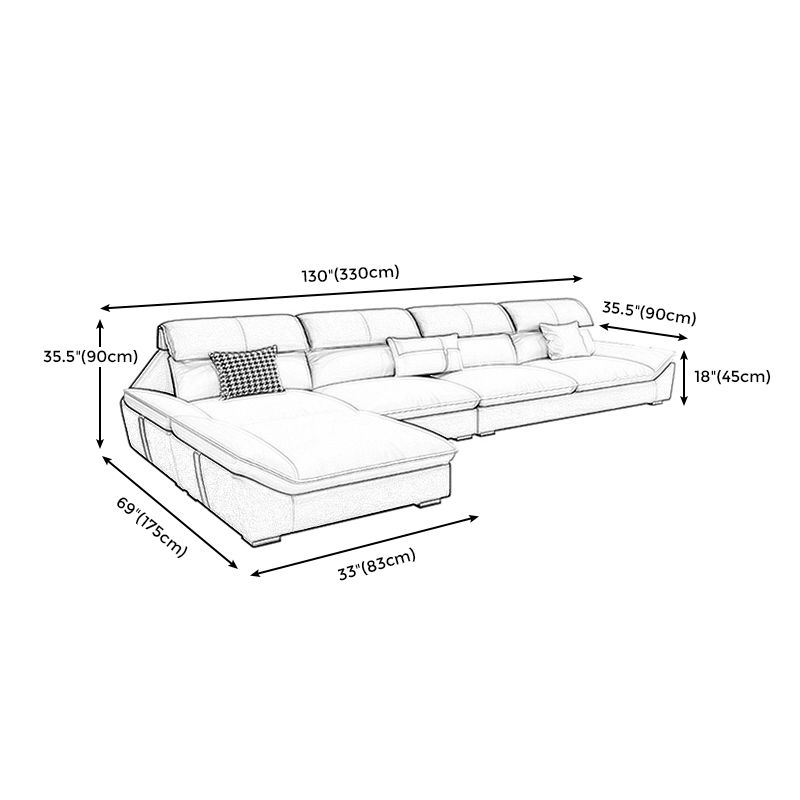 Faux Leather Contemporary Beige Sofa/Sectional for Living Room Clearhalo 'furn' 'furn_sectionals' 'Furniture' 'furniture_sectionals' 'kitchen' 'kitchen_sectionals' 'Living Room Furniture' 'Sectionals' 1200x1200_145775f2-a915-41eb-b39c-42ad59e256c5