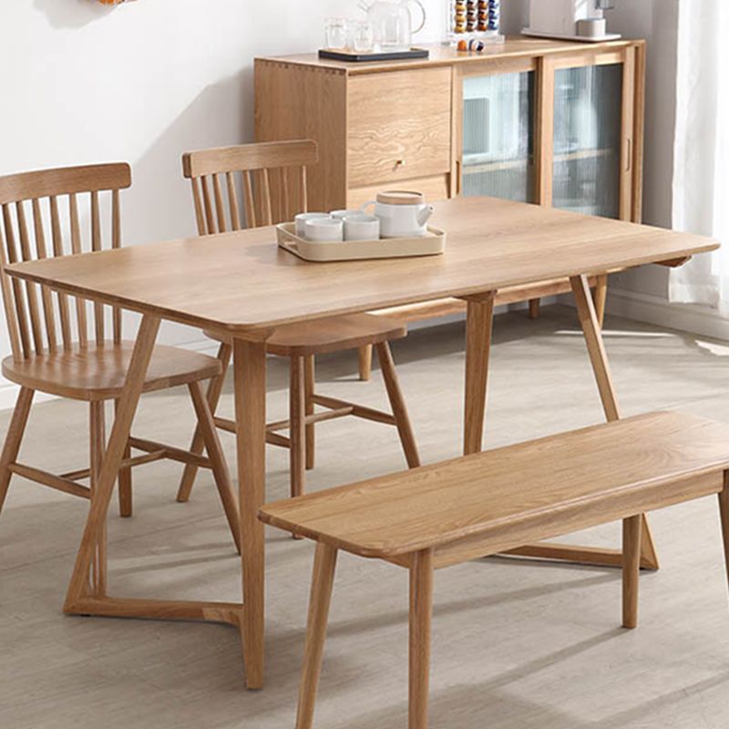 Contemporary Rectangle Dining Table Oak Solid Wood Table with Double Pedestal Clearhalo ' dining_table' 'Dining Tables & Seating' 'Dining Tables' 'furn' 'furn_dining_table' 'Furniture' 'furniture_dining_table' 'Kitchen & Dining Furniture' 'kitchen&dining_furn' 'kitchen' 'kitchen_dining_table' 1200x1200_1457d9df-465e-443e-aa2f-143e3b722cd2
