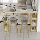 Glam Upholstered Dining Stools Round Bar Stools with Footrest