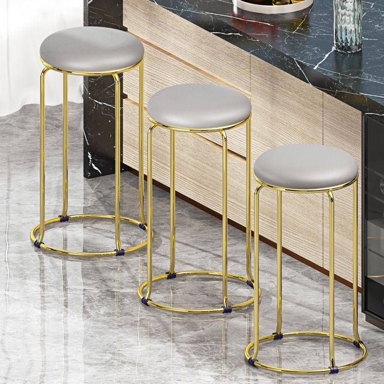 Glam Style Backless Barstool Round Counter Bar Stool with Metal Legs Clearhalo 'Bar Furniture' 'Bar Stools' 'bar_stools' 'furn' 'furn_bar_stools' 'Furniture' 'Kitchen & Dining Furniture' 1200x1200_1459ccd8-f427-4059-b3b0-518710153661