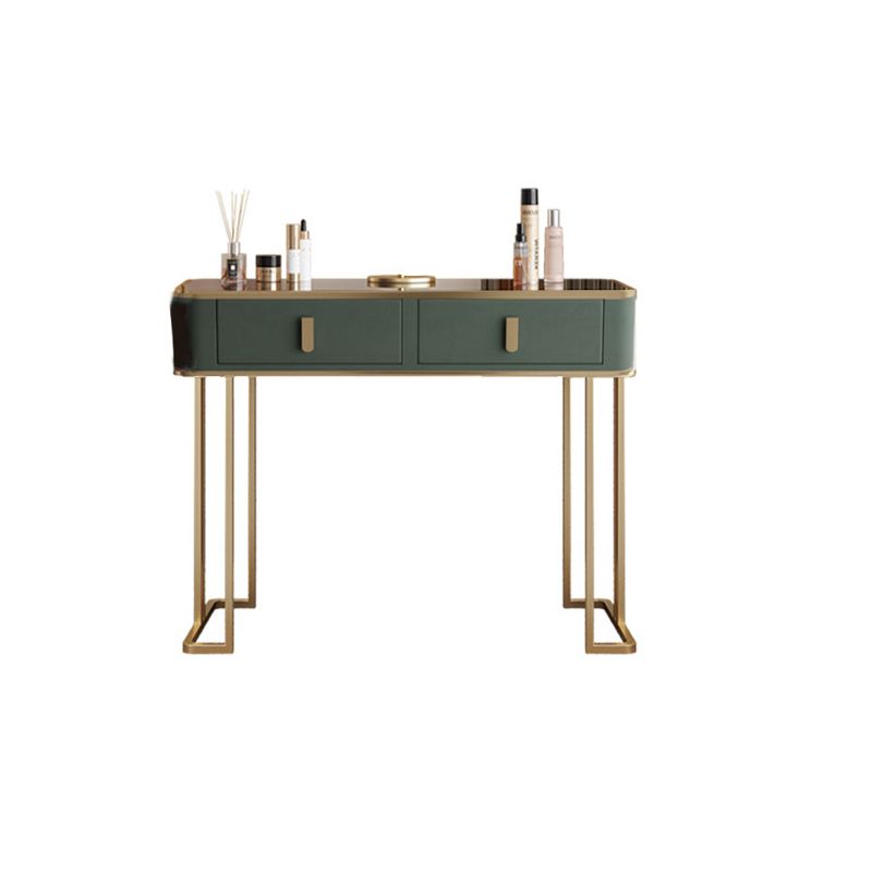 Glass Top Dressing Table Solid Wood Green Make-up Vanity with Drawers