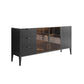 Black Dining Server with Drawers Contemporary Sideboard Cabinet Clearhalo 'buffet_sideboard' 'Buffets & Sideboards' 'furn' 'furn_buffet_sideboard' 'Furniture' 'Kitchen & Dining Furniture' 1200x1200_145d4947-3805-4a2f-8c9a-f24afe9f4075