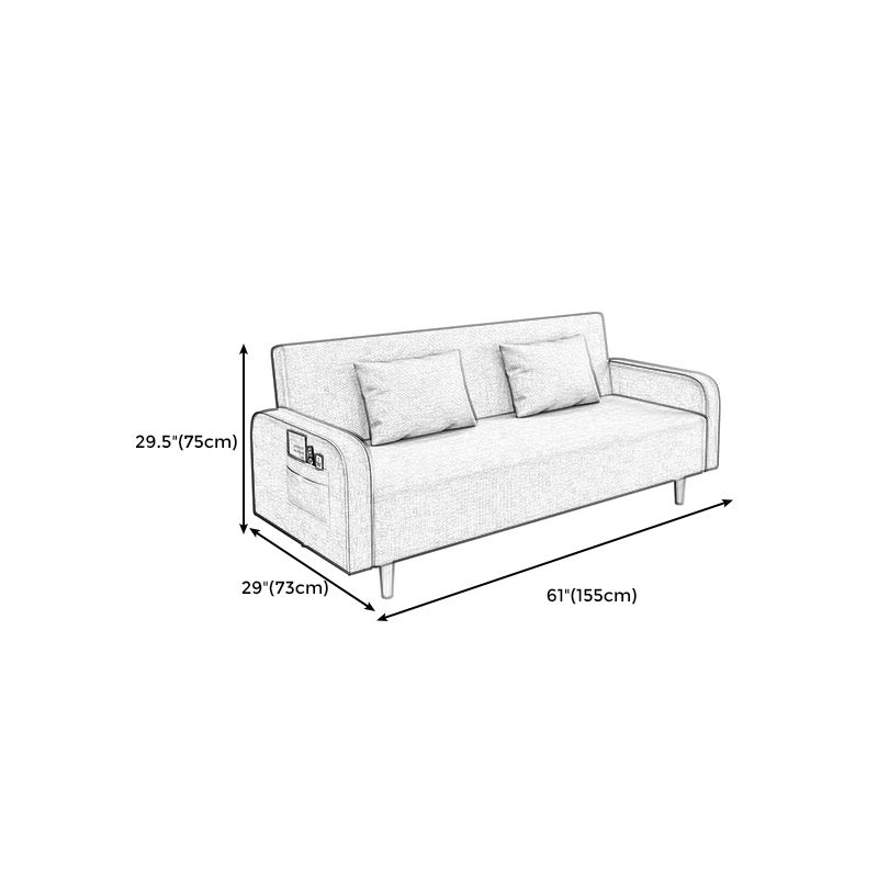 Convertible Modern Fabric Sofa Wood Legs Square Arm 2/3 Seater Sofa Clearhalo 'furn' 'furn_sofas' 'Furniture' 'furniture_sofas' 'kitchen' 'kitchen_sofas' 'Living Room Furniture' 'Sofa' 'sofas' 1200x1200_14606b09-37ef-4f7b-929b-45a835fa221d