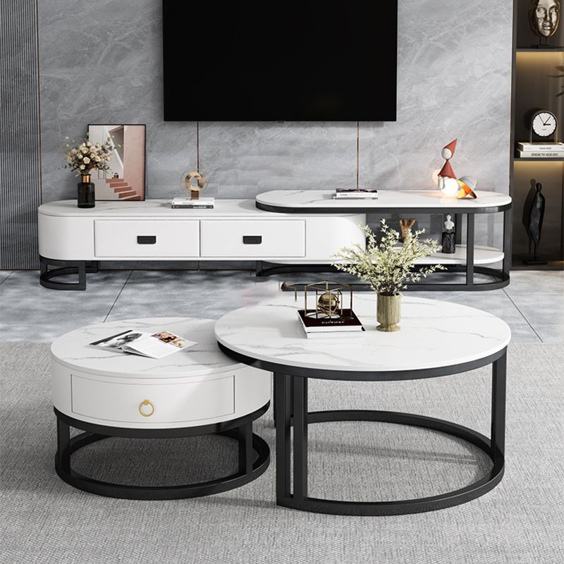 Oval White Coffee Table 2 Legs Slate Coffee Table with Metal Legs Clearhalo 'Coffee & Accent Tables' 'Coffee Tables' 'coffee_tables' 'furn' 'furn_coffee_tables' 'Furniture' 'Living Room Furniture' 1200x1200_14613ee5-dcce-45d5-8e2b-6c8e9194dd84