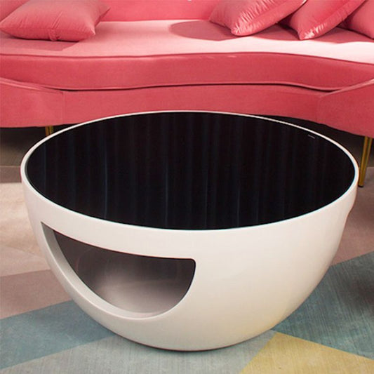 Tavolino in vetro rotondo moderno scaffale semplice incluso tavolo da cocktail - dia 32.28 "