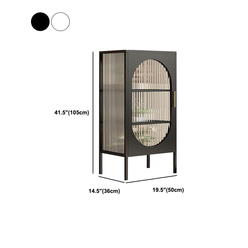 Glam -dressoir met glazen deur keukenserver met metalen frame