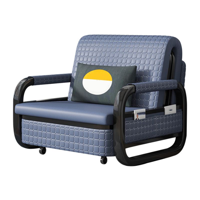 Modern Sofa Bed in Blue Faux Leather Futon And Mattress with Storage Clearhalo 'furn' 'furn_futons' 'Furniture' 'Futons & Daybeds' 'Futons' 'Living Room Furniture' 1200x1200_1465665c-b895-44e6-af5d-908a89a25451