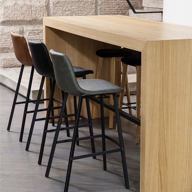Contemporary Design Leather Counter Stool Low Back Armless Stools with Metal Base Clearhalo 'Bar Furniture' 'Bar Stools' 'bar_stools' 'furn' 'furn_bar_stools' 'Furniture' 'furniture_bar_stools' 'Kitchen & Dining Furniture' 1200x1200_14673673-7b92-4277-a95c-24214158a070