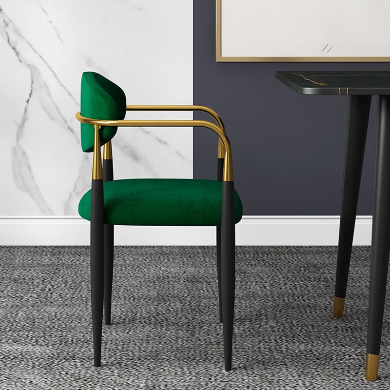 Glam Metal Home Dining Arm Chair Open Back Dining Room Chair in Black Clearhalo 'Dining Chairs' 'Dining Tables & Seating' 'dining_chair' 'furn' 'furn_dining_chair' 'Furniture' 'furniture_dining_chair' 'Kitchen & Dining Furniture' 1200x1200_1468261e-6989-4352-b0de-9615e05d0847