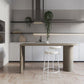 Ash Wood Bar Dining Table Modern Oval Bar Table with Double Pedestal for Dining Room Clearhalo 'Bar Furniture' 'Bar Tables' 'bar_tables' 'furn' 'furn_bar_tables' 'Furniture' 'furniture_bar_tables' 'Kitchen & Dining Furniture' 1200x1200_1468a4c9-9833-4f5c-9dc9-2117ec462f37