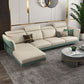 Glam Sectional Sofa White Pillowed Back Leather Cushions Sectional