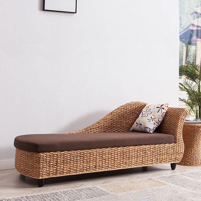 Upholstered Chaise Rattan Chaise Lounge Chair for Bedroom and Living Room