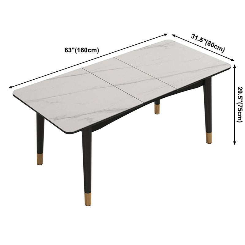 Extendable Sintered Stone Dining Table in White Modern Table with 4 Legs for Restaurant Clearhalo ' dining_table' 'Dining Tables & Seating' 'Dining Tables' 'furn' 'furn_dining_table' 'Furniture' 'furniture_dining_table' 'Kitchen & Dining Furniture' 'kitchen&dining_furn' 'kitchen' 'kitchen_dining_table' 1200x1200_146ca4b4-47d4-48a8-9383-df5dc6167488