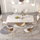 Glam Rectangle Dining Table Sintered Stone Table with Metal Legs for Home Clearhalo 'Dining Tables & Seating' 'Dining Tables' 'dining_table' 'furn' 'furn_dining_table' 'Furniture' 'Kitchen & Dining Furniture' 1200x1200_146f02d4-277f-466c-b8b1-9ba47712afb0