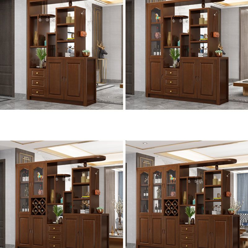 Los estantes de madera sólida incluyen gabinete de acento moderno para la sala de estar