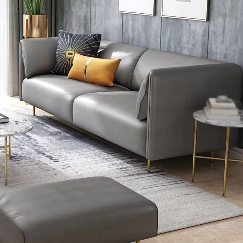 Pillow Top Arm Sofa Modernism Faux Leather 28.35-In High Sofa Clearhalo 'furn' 'furn_sofas' 'Furniture' 'furniture_sofas' 'kitchen' 'kitchen_sofas' 'Living Room Furniture' 'Sofa' 'sofas' 1200x1200_146f2f60-66e9-453b-a44c-18f0f497d807