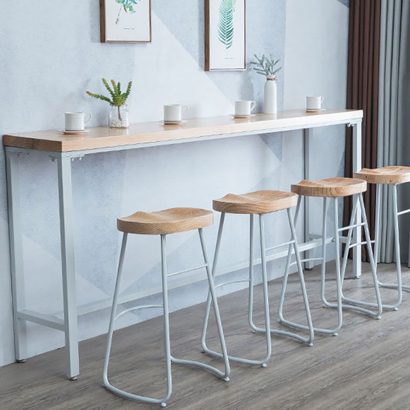 Industrial Bar Table 42-inch Height Original Wood Top Metal Base Bistro Table, Only Table Clearhalo 'Bar Furniture' 'Bar Tables' 'bar_tables' 'furn' 'furn_bar_tables' 'Furniture' 'furniture_bar_tables' 'Kitchen & Dining Furniture' 'kitchen&dining_furn' 'kitchen' 1200x1200_146f9461-2813-4f20-a372-e7b7c49dff0e