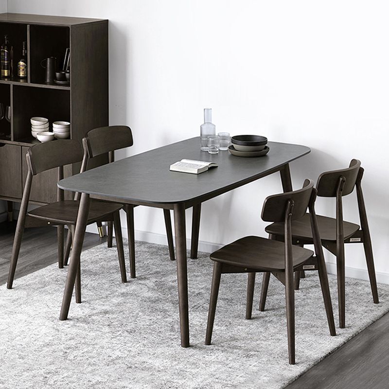 Stone Top Dining Table Mid-Century Modern Dining Table with 4 Brown Legs Clearhalo 'Dining Tables & Seating' 'Dining Tables' 'dining_table' 'Furniture' 'furniture_dining_table' 'Kitchen & Dining Furniture' 'kitchen' 'kitchen_dining_table' 1200x1200_1470faf3-f736-48f2-aaee-cae24f7e1113